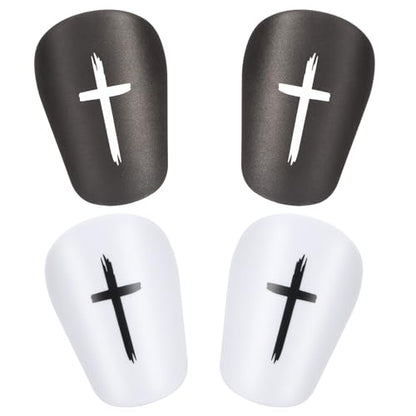 2 Pairs Black & White Cross Shin Guards Soccer Extra Mini Shins Guard 3 x2 Inch Small Shin Guards Comfortable Light Shin Pads Ultra Miniature Shins Guard Soccer for Men Women - color: black, white