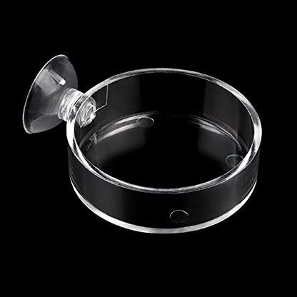 Aquarium Shrimp Feeder Dish Round Fish Tank Feeder Bowls Clear Aquarium Feeding Cup with Suction Cup - color: Clear-Round
