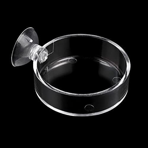 Aquarium Shrimp Feeder Dish Round Fish Tank Feeder Bowls Clear Aquarium Feeding Cup with Suction Cup - color: Clear-Round