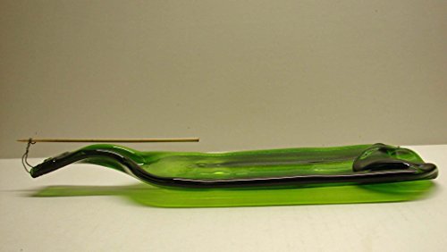 Moss Green Wine Bottle Stick Incense Burner Candle Holder or Serving Platter