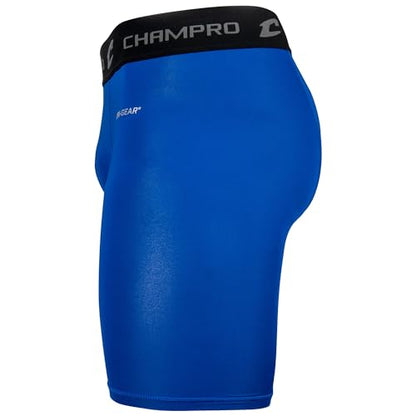 CHAMPRO Youth Polyester/Spandex Lightning Compression Shorts - color: Royal, size: Medium