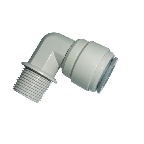 Acetal Copolymer 1/2" Tube OD Tube Fittings,Elbow 3/8" Male Adapter, Push to connect for RO water filter system parts (pack of 5) - style: Elbow Male 3/8" to 1/2" OD