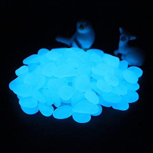 Muzero Glow in The Dark Rocks - 200pcs Blue Glow Pebbles Luminous Stone for Fish Tank, Aquariums Rocks Garden Yard, Path Patio Decorations Powered by Light or Solar - color: Blue, size: 200pcs