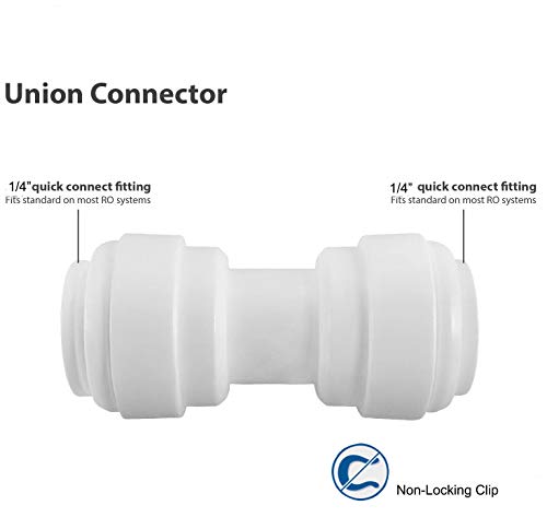 1/4-inch Tubing Use Plastic Inline Straight Union Connector Quick Connect Fittings for RODI System (5, 1/4")