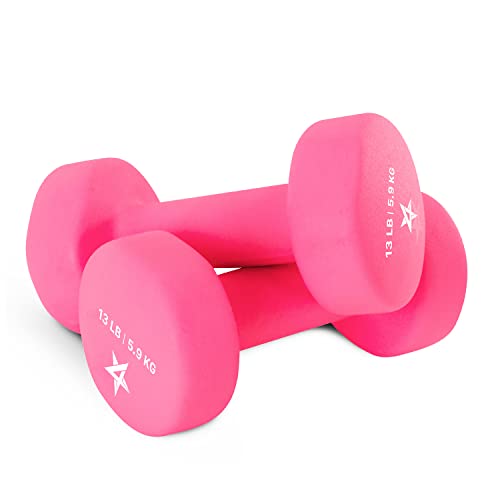 Yes4All Neoprene Dumbbells, Pairs and Sets with Rack for Home Workouts - color: K. Pink - 13lbs - Pair, style: Pair