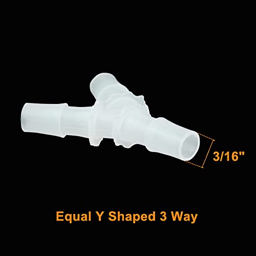 Feelers 3/16" Plastic Hose Barb Tee Fitting 10 Pack, Equal Barbed Y-Shaped 3-Way Connector, Tube Splicer Union Adapter for Air Line, Fuel Line, Water Hose