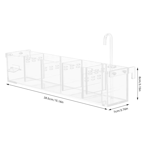 Acrylic Aquarium Box Filter, 5 Grids Small Aquarium Filter Fish Tank Filter Box Drainage Plate Clear Shell Hanging Mounting (Suitable Thickness of Tank: 10mm/0.39in)