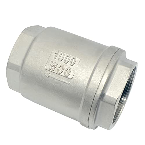 2" NPT Female WOG1000 Check Valve,Spring Loaded In-line Low Cracking Pressure,Stainless Steel SS316 CF8M