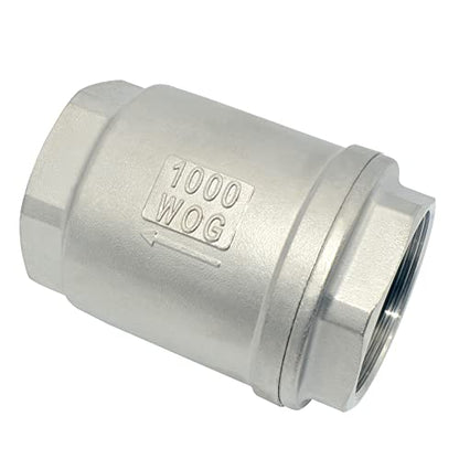 2" NPT Female WOG1000 Check Valve,Spring Loaded In-line Low Cracking Pressure,Stainless Steel SS316 CF8M