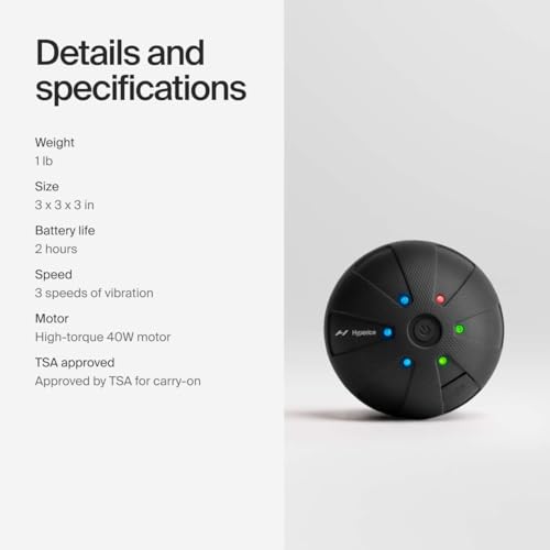 Hyperice Hypersphere Go Vibrating Ball Deep Tissue Massage Muscle Recovery | Myofascial Release for Trigger Points | Maintain Flexibility and Range of Motion | 3 Speeds | 2 Hour Battery Life | FSA-HSA