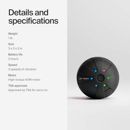 Hyperice Hypersphere Go Vibrating Ball Deep Tissue Massage Muscle Recovery | Myofascial Release for Trigger Points | Maintain Flexibility and Range of Motion | 3 Speeds | 2 Hour Battery Life | FSA-HSA