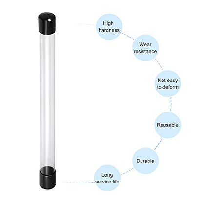 MECCANIXITY Clear Storage Tube Small Plastic Round Tubing with Caps Rigid Bottle Container 18x20x300mm/12 Inch for Item Stored, Pack of 2