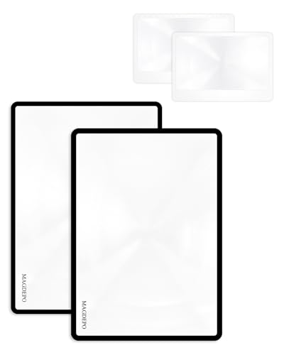 MAGDEPO Page Magnifying Sheet 3X Lightweight Flat Optical Plastic Fresnel Lens with Handy Card Size Magnifier Lenses for Seniors Reading Small Prints, Maps, Books, Bible, Magazines, etc. - color: 2pcs Set