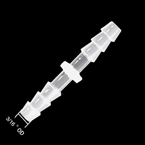 Plastic Hose Barb Fitting 3/16" x 3/16" Pipe Connectors Joint Splicer Mender Adapter Union for Aquarium Household Adapters Fuel Gas Liquid Air (Pack of 5)