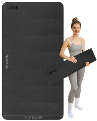 Foldable Yoga Mat 74"x47.2"x 0.4" – Large Yoga Mat - color: Black
