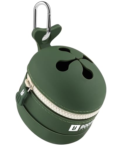 Booms Fishing Portable Trash Pouch: Silicone Expandable & Collapsible Fishing Line Waste Cantainer - Eco-Friendly Reusable Garbage Holder for Fishing, Hiking, Camping & Outdoor Activities - ST2 Green