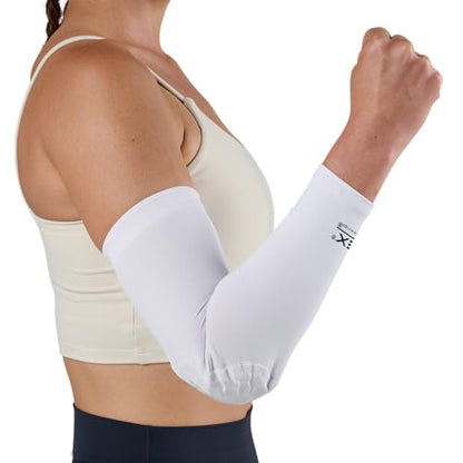 McDavid HEX Shooter Arm Sleeve Single Padded Compression Sleeve Basketball Football Sports Protection - color: Viz White, size: X-Small