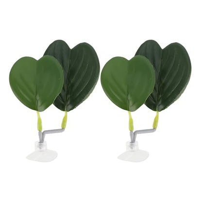 Betta Fish Bed, Betta Leaf Bed, Plastic Betta Hammock, Betta Hammock Pad with Suction Cup, Betta Heart-Shaped Leaf Bed Aquarium Decor, Green 2 Pcs