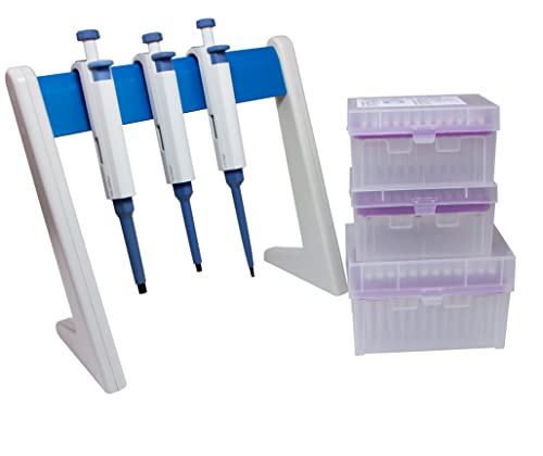 Micropipette kit, 0.5-10ul 10-100ul 100-1000ul, Adjustable Single Channel Pipette, 3 Pieces, Pipette Stand, 3 Racks of sterile Pipette Tips (SC Pipettors-3pcs-Set A) - style: Kit of Pipettors and tip 0.5ul-1000ul