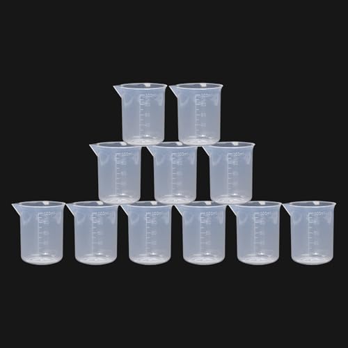 12 Pieces Measuring Cup, Plastic Beaker Cups, Scale 100ML Mixing Cups for Watering, Planting, Experimentation