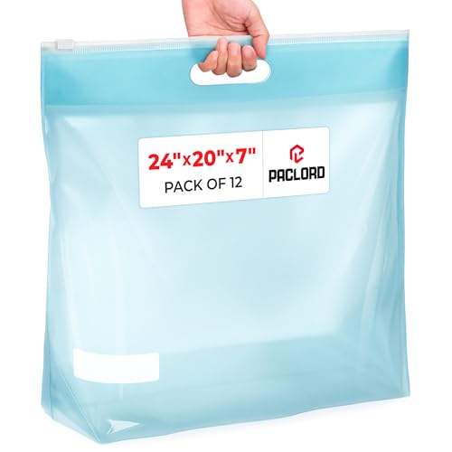 Large 24" x 20" (11 gallons) Slider Zip Lock Bags with Die-cut Handle, Pack of 12 – Heavy Duty 3.5 mil Clear Slider Storage Bag – Easy-Slide Closure, For Travel, Packing, Storage - color: Pack of 12, size: 11 Gallons (24"x20")