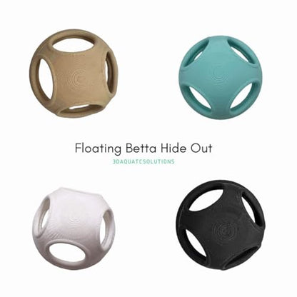 Floating Betta Hide Out, Betta Enrichment Toy. Feeding Ring for Fish & Shrimp, Safe Plastic Aquarium Ornament. (White)
