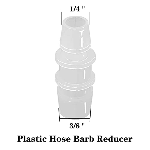 3/8" to 1/4" Hose Barb Reducer Pipe Fittings Adapter, Plastic Joint connector Splicer Mender for Aquarium Household Transport Fuel Gas Liquid Air (Pack of 4) - size: 3/8"-1/4"