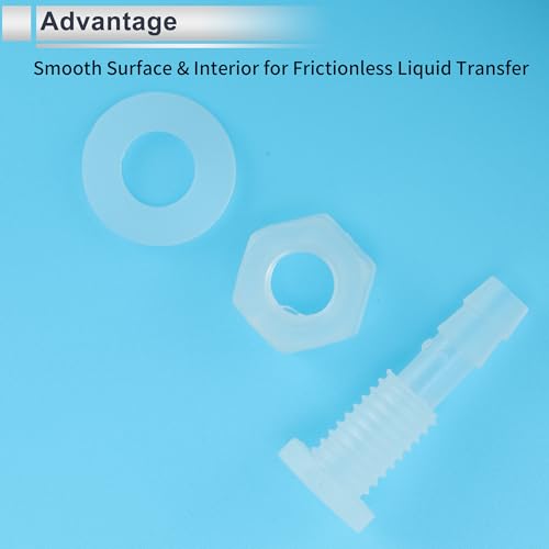 1 Set Plastic Hose Barb Fitting 3/16" Hose ID Barb M8 Male Thread Thru-Bulk Bulkhead Fittings Clear PP