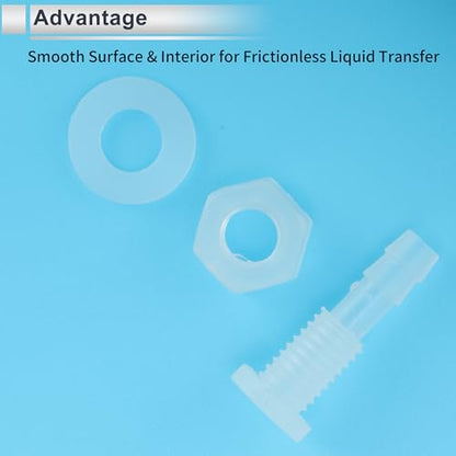 1 Set Plastic Hose Barb Fitting 3/16" Hose ID Barb M8 Male Thread Thru-Bulk Bulkhead Fittings Clear PP