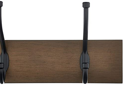 Amazon Basics Rectangular Farmhouse Wall-Mounted Coat Rack for Entryway and Bedroom, Storage Organizer, 5 Hooks, Barnwood | Farmhouse - color: Barnwood, style: Single