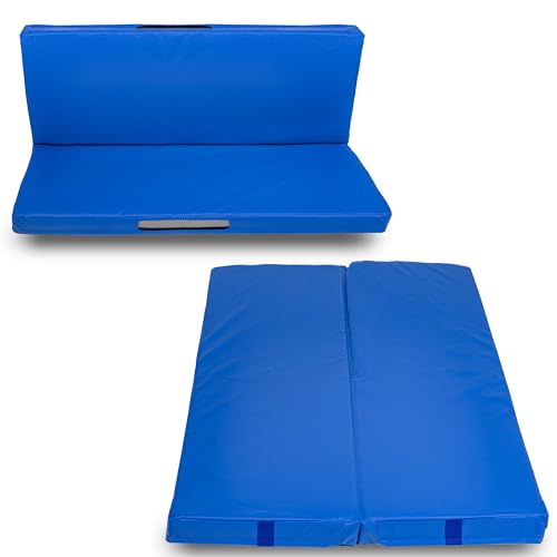 Foamma Gymnastics Mat - 4" x 2 ft x 6 ft, Blue Foldable Landing Pad for Kids and Adults, High-Density and Waterproof Tumbling Mat, Ideal for Wrestling, Gymnastics, Indoor and Outdoor Use - size: 2ft x 6ft