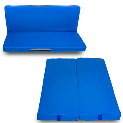Foamma Gymnastics Mat - 4" x 2 ft x 6 ft, Blue Foldable Landing Pad for Kids and Adults, High-Density and Waterproof Tumbling Mat, Ideal for Wrestling, Gymnastics, Indoor and Outdoor Use - size: 2ft x 6ft