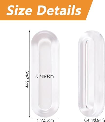 MOROBOR Clear PU Self-Adhesive Pulls, 4 Pcs Recessed Finger Pulls Oval Sliding Door Handles Clear Instant Handle for Glass Doors Window Drawer Cabinet - size: 3IN