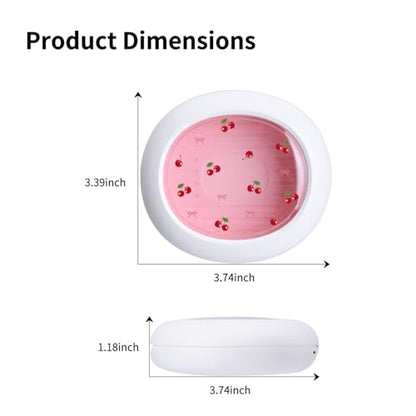 Kawaii Cherry Printed Retainer Case with Silicone Pad, Portable Slim Aligner Case Orthodontic Retainer Box, Denture Storage Container Travel Mouth Guard - color: Kawaii Cherry