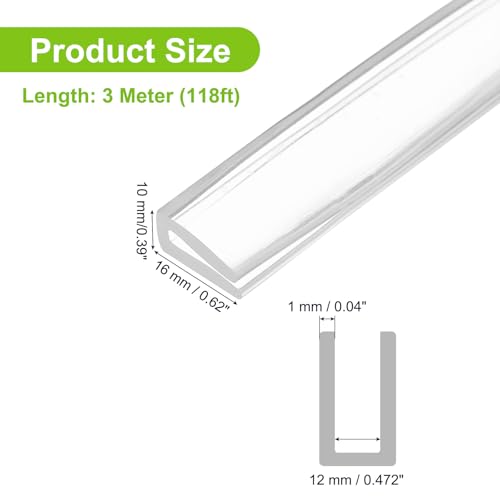 PATIKIL Rubber Seal Strip, 10Ft Flexible U Channel Edge Trim Protector Soundproof Door Seal Strips Fit 12mm Thick Edge, 5/8"(16mm) Width, 3/8"(10mm) Height, Transparent - size: 5/8"(16mm ) x 3/8"(10mm )