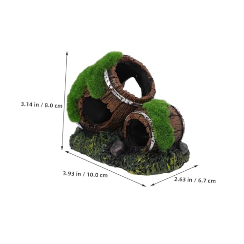Beaupretty Broken Barrel Aquarium Decoration Resin Dual-Barrel Fish Tank Hideout Freshwater Shrimp Cave for Betta Fish and Aquatic Pets