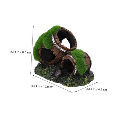 Beaupretty Broken Barrel Aquarium Decoration Resin Dual-Barrel Fish Tank Hideout Freshwater Shrimp Cave for Betta Fish and Aquatic Pets