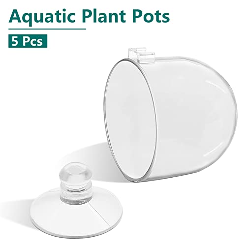 Uenhoy 5 Pcs Plastic Aquatic Plant Pots, Aquarium Plant Pots with Suction Cups, Acrylic Aquarium Planter, Red Shrimp Live Plant Fish Tank Holder - size: 5 Pcs