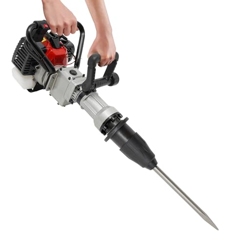 2-Stroke Gas Powered Pile Driver, 32.7CC 1000W Portable Petrol Piledriver Garden Fencing Tool Farm Piling Driver Air Cooling Single-Cylinder 0.9L Fuel Tank for Farmland Guardrails, Vegetable Planting