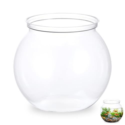 Mini Plastic Fish Bowl 27 oz Decorative Small Fishbowl, Aquarium Fish Bowls Unbreakable Heavy Duty Bowl for Centerpiece Vases, Party Decorations, Pack of 1