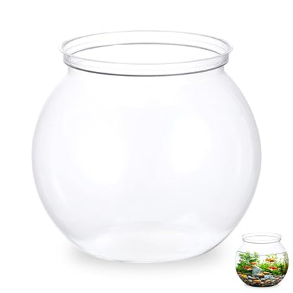 Mini Plastic Fish Bowl 27 oz Decorative Small Fishbowl, Aquarium Fish Bowls Unbreakable Heavy Duty Bowl for Centerpiece Vases, Party Decorations, Pack of 1