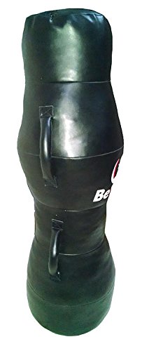 Bestzo MMA Punching Bag - Cylinder Shape Pound/Floor Striking -Synthetic Leather-Black-Unfilled - size: 59 inch