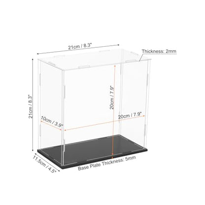 uxcell Acrylic Clear Display Case for Collectibles Self-Assemble Display Boxes, Black Base Dustproof Countertop Storage Box for Collectibles Action Figures, 7.9 x 3.9 x 7.9 Inch - size: 7.9 x 3.9 x 7.9 Inch