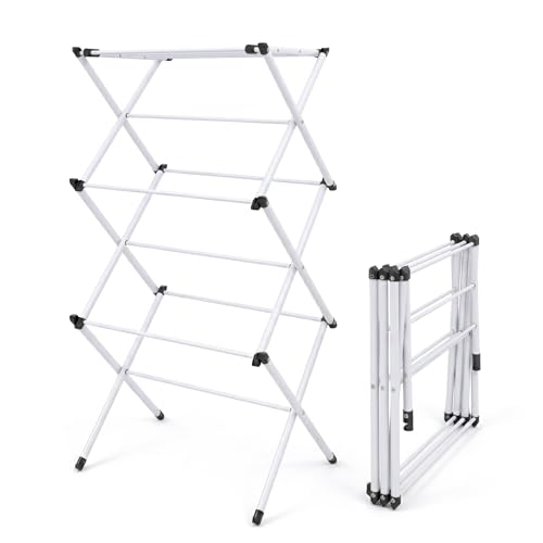 Honey-Can-Do 3-Tier Compact Clothes Drying Rack, 16 ft, No Assembly, White - color: White, size: 21" W