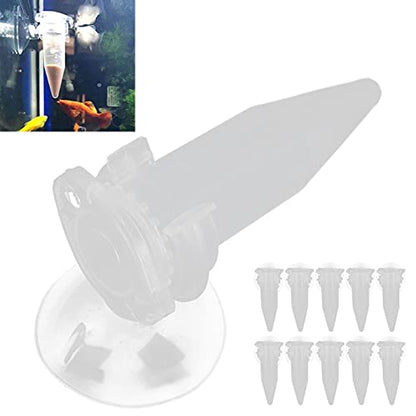 Automatic Fish Feeder, Auto Fish Feeder Fish Feeding Tube Brine Shrimp Eggs Fish Food Feeder 10Pcs Red Funnel Cup Fish Tank Feeding Cup for Feeding Fish with Suckers