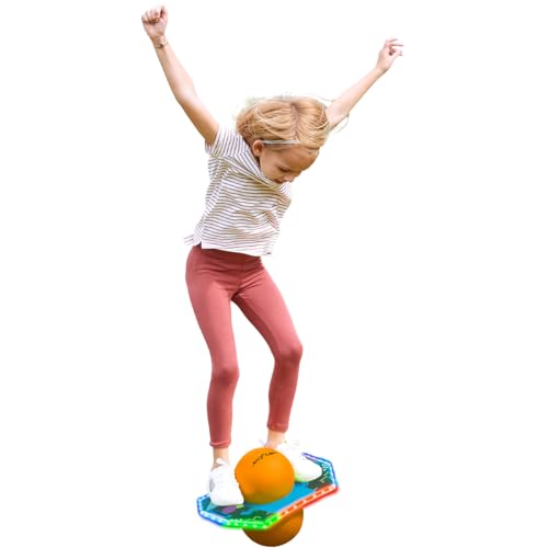 Flybar Pogo Trick Ball for Kids, Indoor & Outdoor Balance Bounce Board Toy - color: Retro Rocket