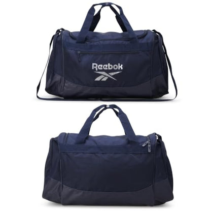 Reebok Lightweight Unisex Carry On Gym Duffle Bag for Men & Women, Sports - color: Cade - Navy Silver