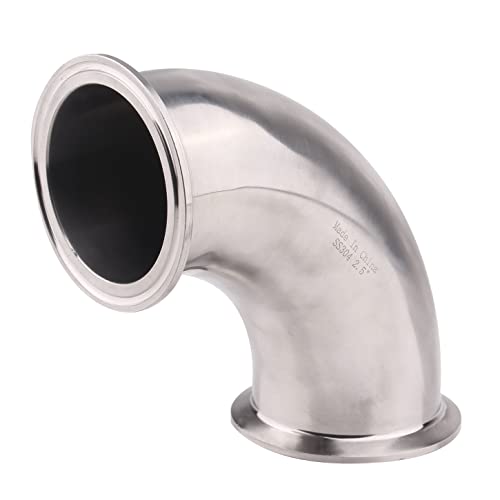 DERNORD Sanitary Ferrule Elbow 90 Degree Pipe Fitting with 2 Pieces Silicone Gasket SS304 Tri Clamp (2-1/2" Tube OD) - size: 2-1/2" Tube OD, style: Pack of 1