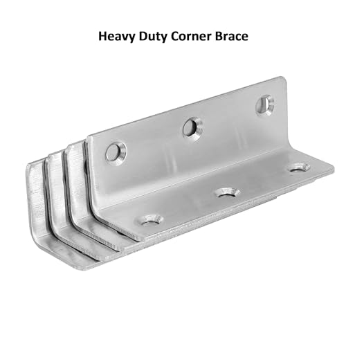 L Bracket, Heavy Duty Corner Brace, 4 Pack 3.2" Metal Shelf Bracket Angle Bracket for Shelves, Polished Silver Stainless Steel Braces for Wood Furniture - size: 3.2 Inch, style: Silver 4 Pack