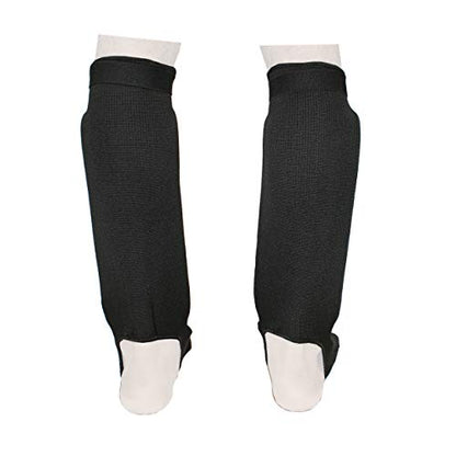 Twister Muay Thai Boxing Kickboxing Karate Shin Guard Taekwondo MMA | Elastic Cotton Cloth Shin & Instep Padded Guards | Shin in Steps Shin Guards Pair - color: BLACK/WHITE, size: Small-Medium